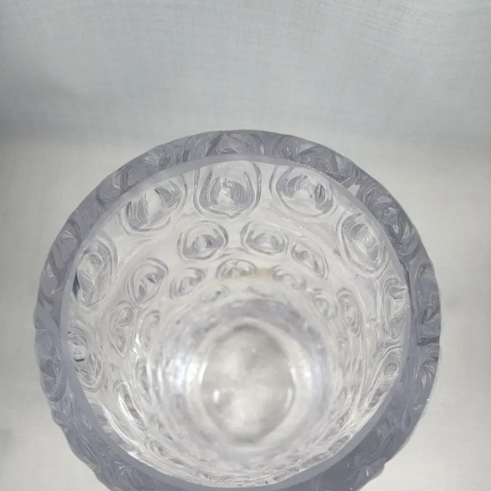 Vintage Mid-Century Scandinavian Style Clear Bubble Textured Glass Vase 10.25